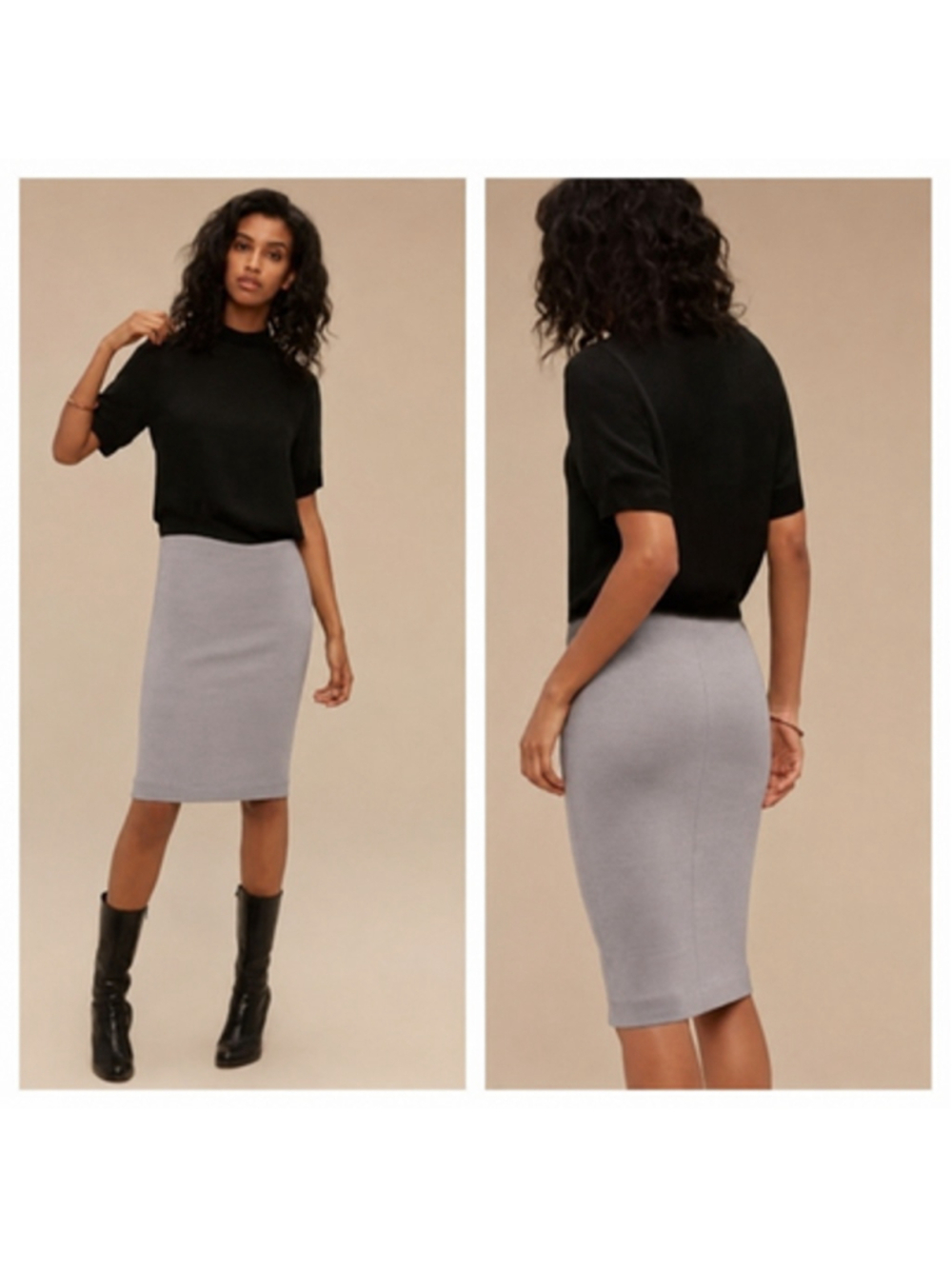 Wilfred high waist pencil midi skirt stretch grey XS career business office